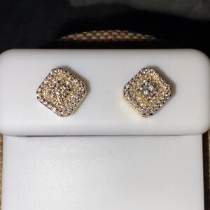 14 K Gold over Solid Sterling Silver .29 Carat  Moissanite Screw Back Earrings